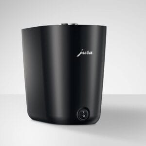 JURA Cup Warmer S in black with compact, modern design and front power switch.