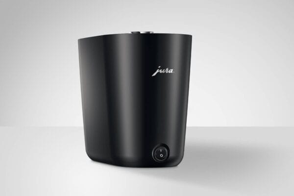 JURA Cup Warmer S in black with compact, modern design and front power switch.