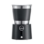 JURA Automatic Milk Frother Hot & Cold with sleek black and stainless steel design.
