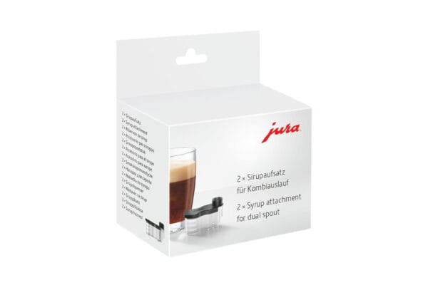 JURA syrup dispenser set of 2 in official retail packaging for Z10 and GIGA 10 coffee machines.