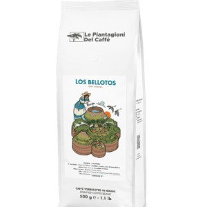 Los Bellotos 500 g coffee beans bag by Le Piantagioni del Caffè, single-origin Bourbon Arabica from El Salvador with notes of tangerine and white chocolate.