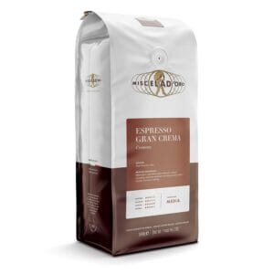 Miscela D’Oro Gran Crema 1 kg bag of Italian espresso whole coffee beans – medium roast blend with rich crema, South American and Asian origins